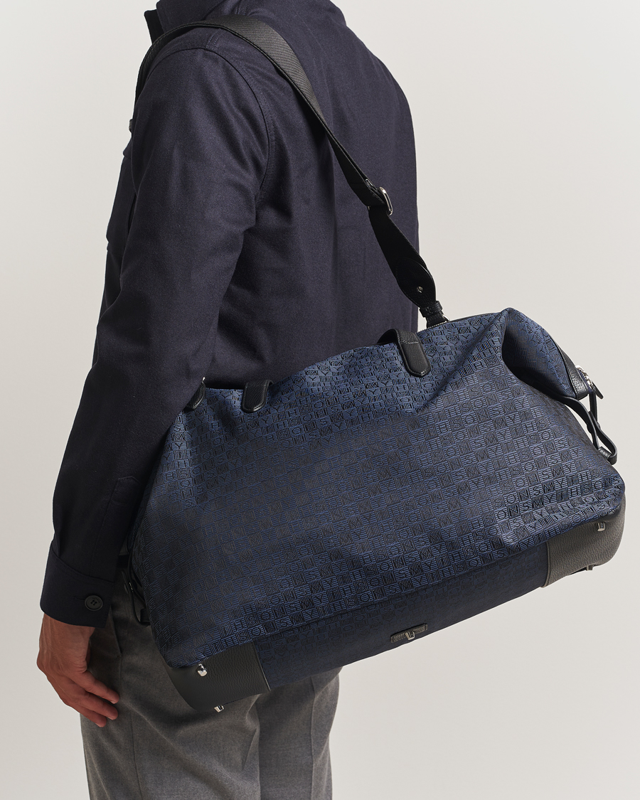 Hombres | Bolsos | Smythson | Canvas Stamp Travel Bag Navy