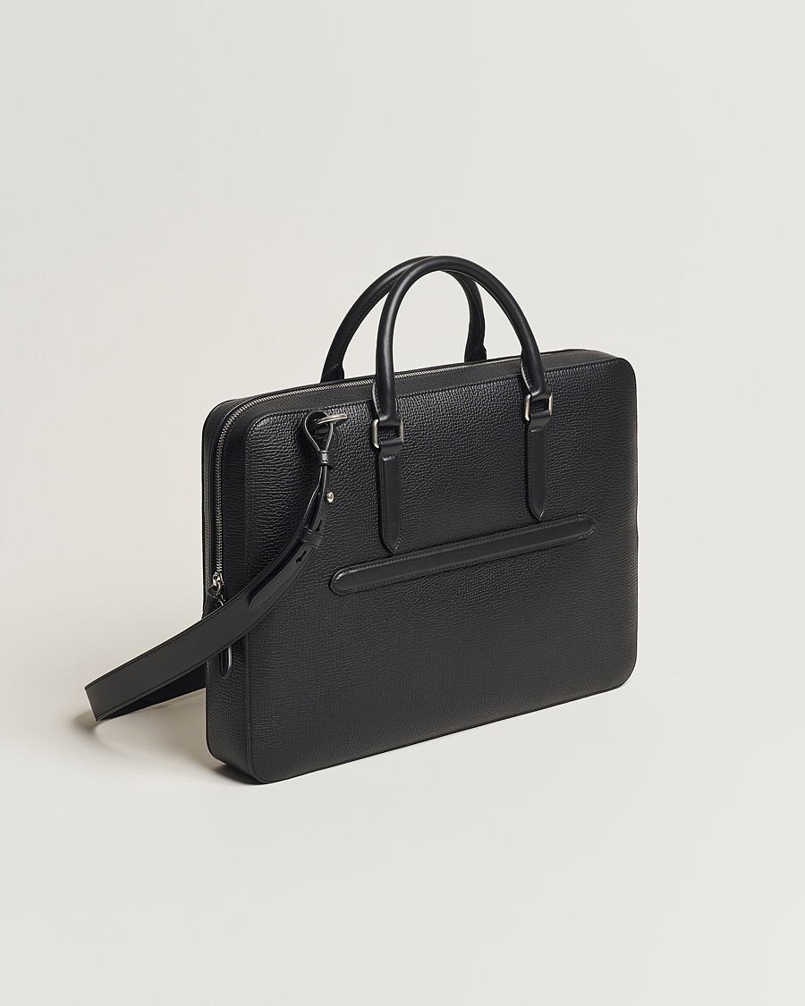 Hombres | Bolsos | Smythson | Ludlow Slim Briefcase With Zip Front Black