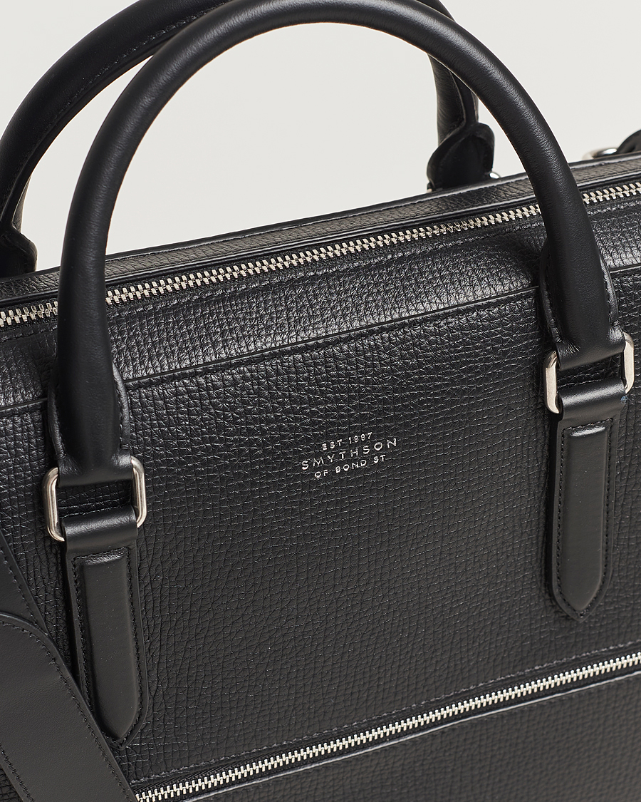 Hombres | Bolsos | Smythson | Ludlow Slim Briefcase With Zip Front Black