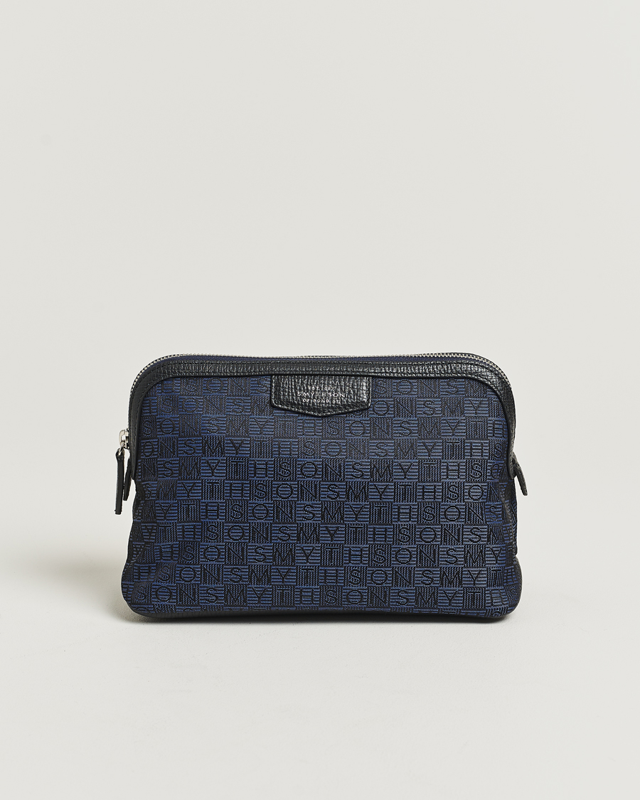 Hombres | Smythson Canvas Stamp Travel Pouch Navy | Smythson | Canvas Stamp Travel Pouch Navy