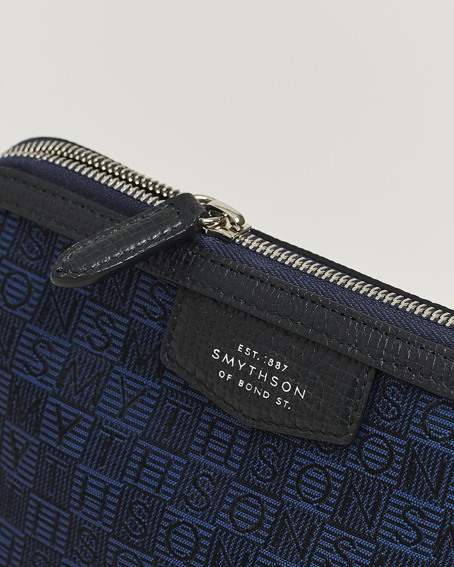 Hombres | Smythson Canvas Stamp Travel Pouch Navy | Smythson | Canvas Stamp Travel Pouch Navy