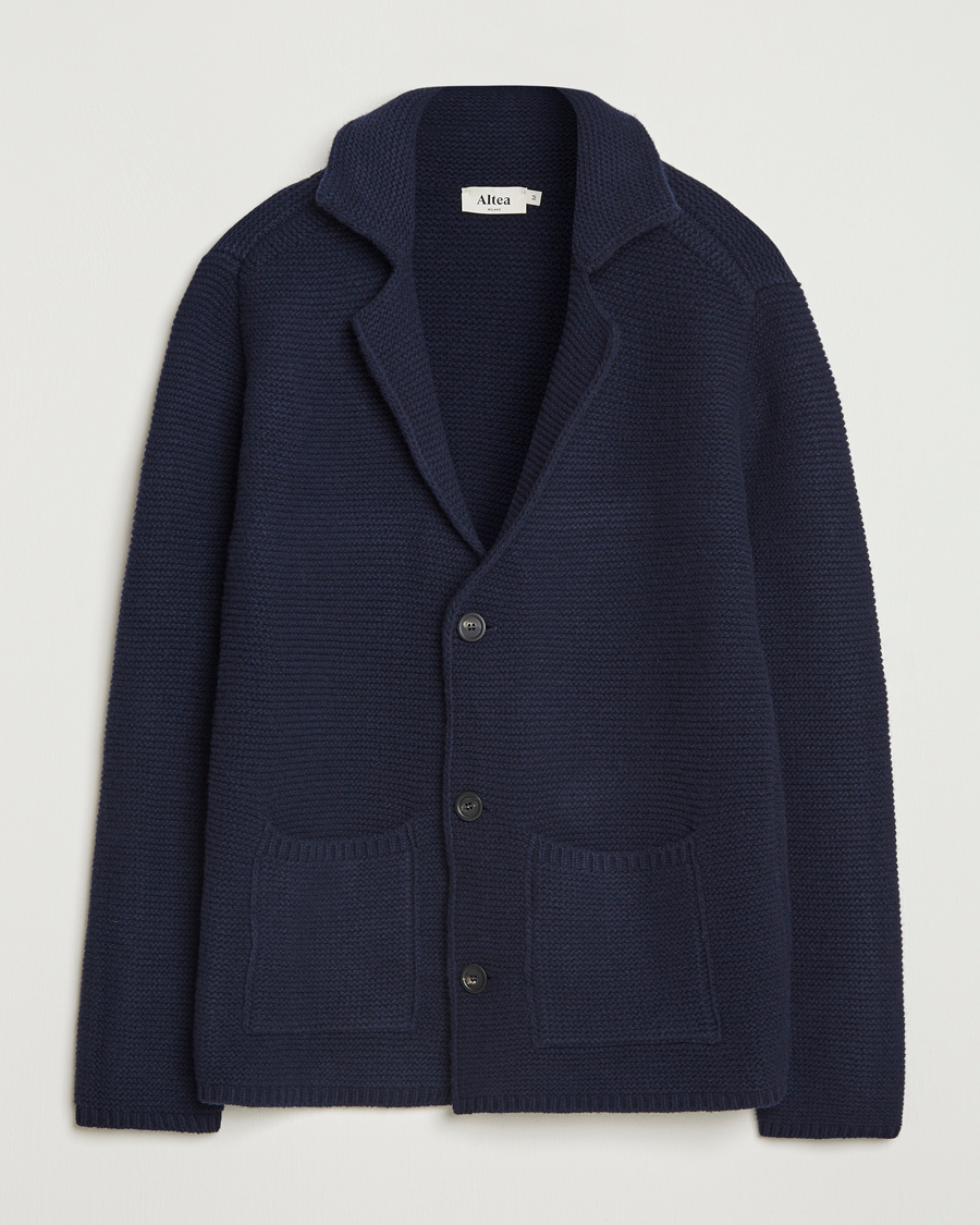 Hombres | Jerséis y prendas de punto | Altea | Wool Cardigan Jacket Navy
