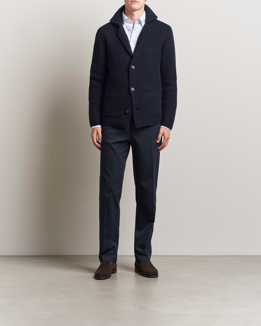 Hombres | Jerséis y prendas de punto | Altea | Wool Cardigan Jacket Navy