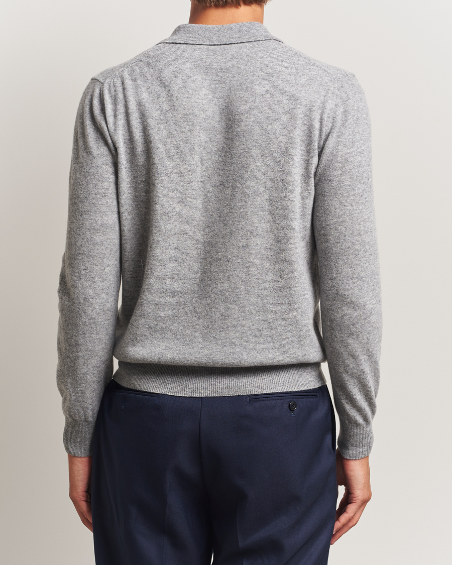 Hombres | Jerséis y prendas de punto | Altea | Knitted Long Sleeve Polo Grey Melange