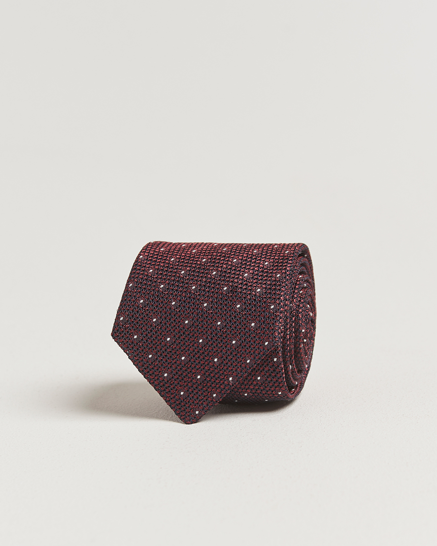 Hombres | Amanda Christensen Silk Grenadine Dot 8cm Tie Wine | Amanda Christensen | Silk Grenadine Dot 8cm Tie Wine