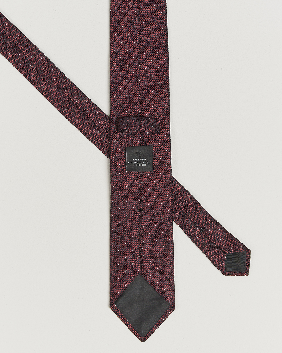Hombres | Amanda Christensen Silk Grenadine Dot 8cm Tie Wine | Amanda Christensen | Silk Grenadine Dot 8cm Tie Wine