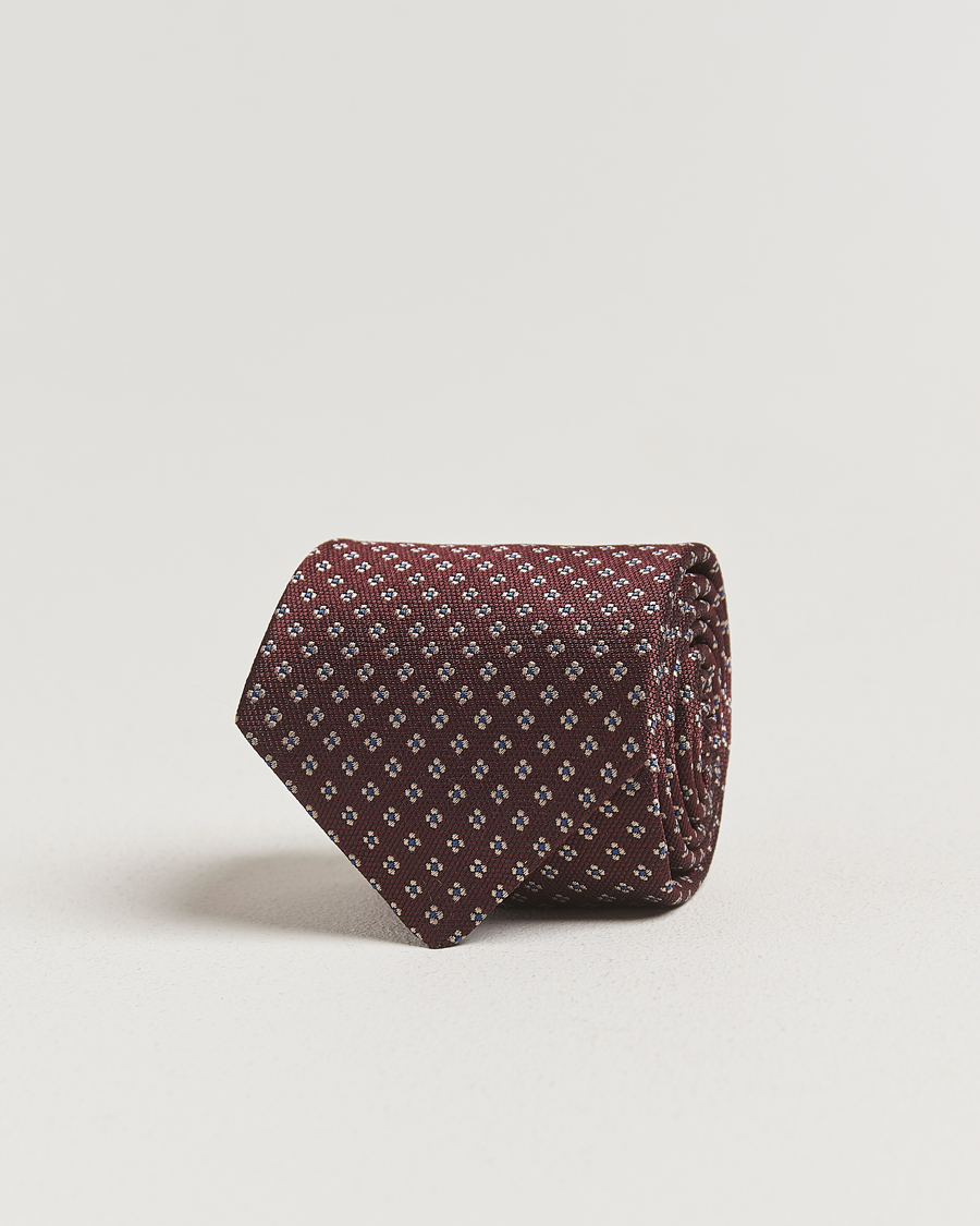Hombres | Amanda Christensen Silk Flower 8cm Tie Wine | Amanda Christensen | Silk Flower 8cm Tie Wine
