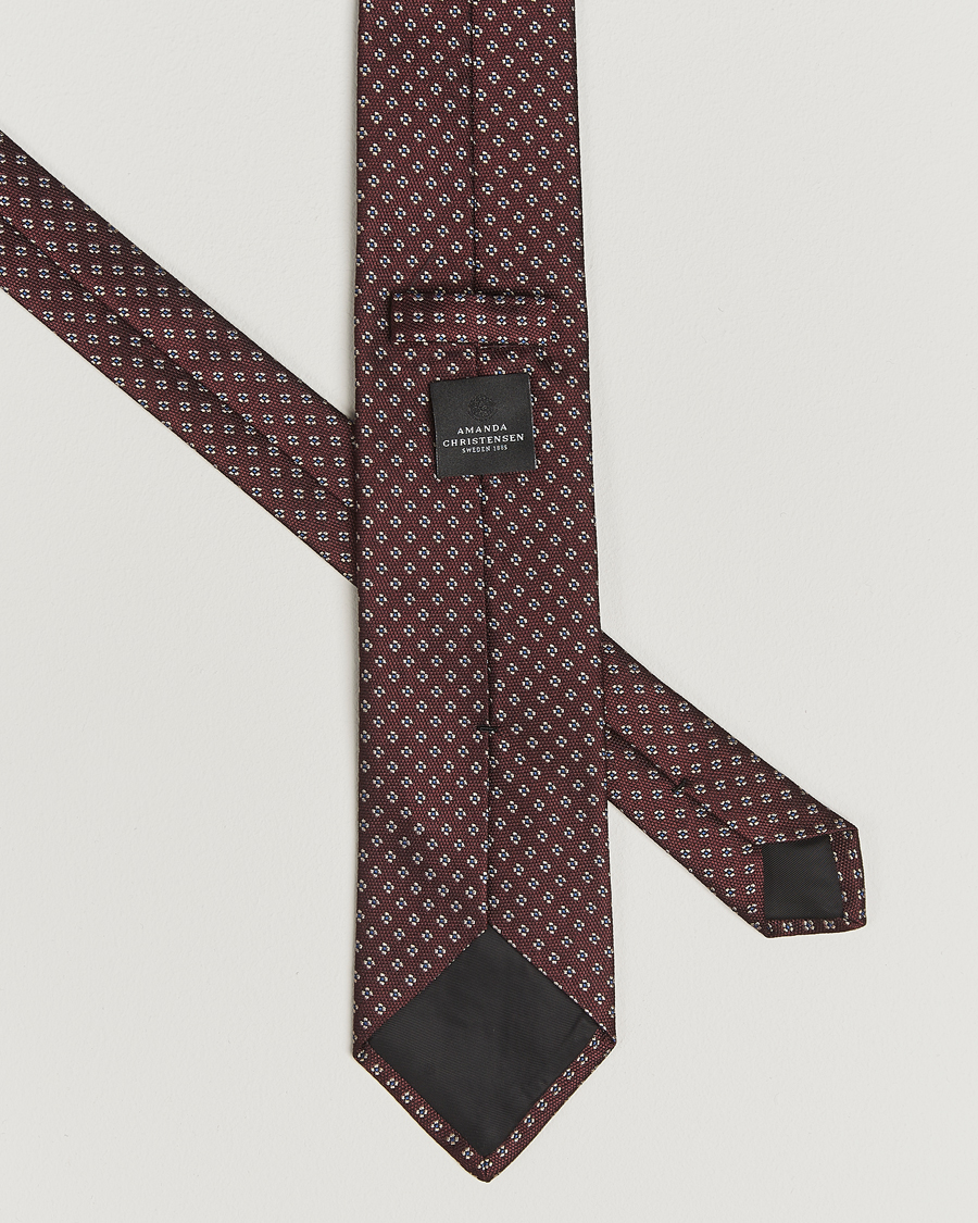 Hombres | Amanda Christensen Silk Flower 8cm Tie Wine | Amanda Christensen | Silk Flower 8cm Tie Wine