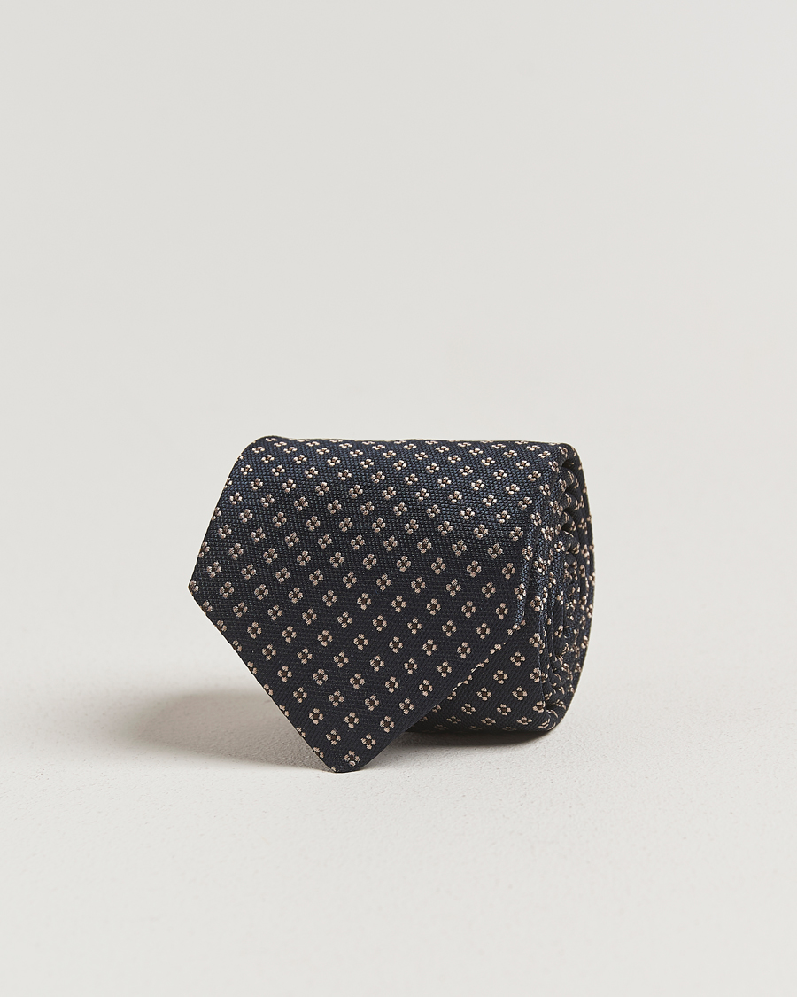 Hombres | Amanda Christensen Silk Flower 8cm Tie Navy | Amanda Christensen | Silk Flower 8cm Tie Navy