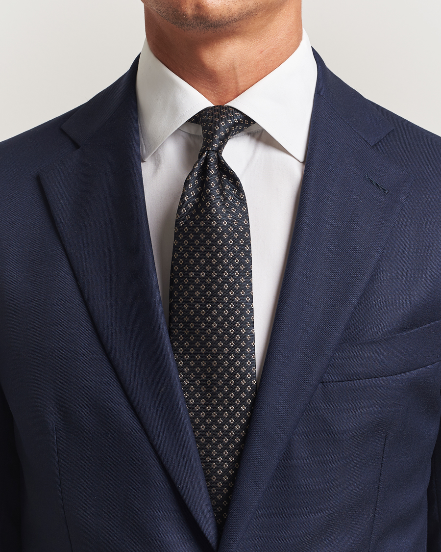 Hombres | Amanda Christensen Silk Flower 8cm Tie Navy | Amanda Christensen | Silk Flower 8cm Tie Navy