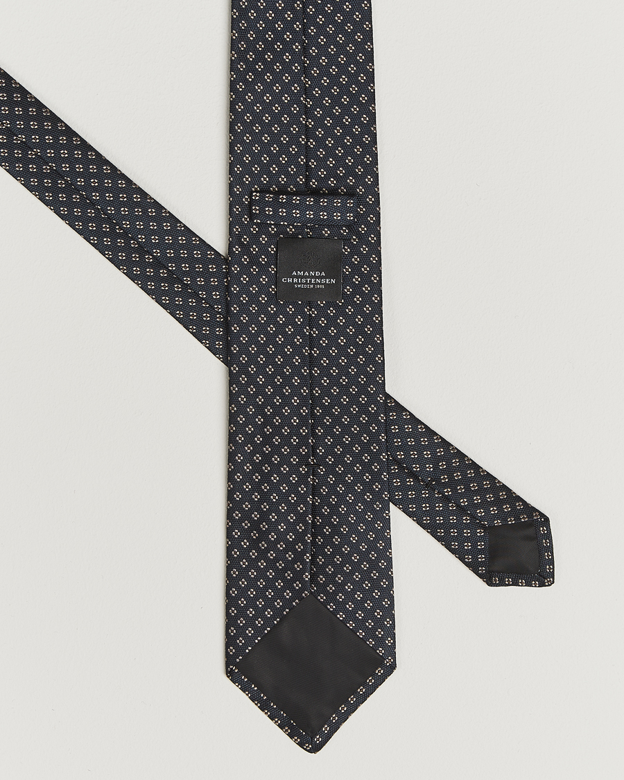 Hombres | Amanda Christensen Silk Flower 8cm Tie Navy | Amanda Christensen | Silk Flower 8cm Tie Navy
