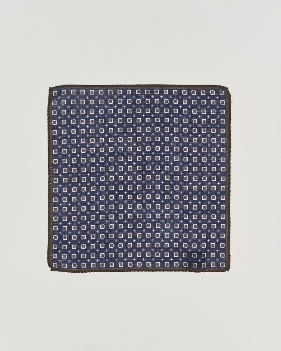 Hombres | Pañuelos de bolsillo | Amanda Christensen | Wool Printed Flower Pocket Square Navy