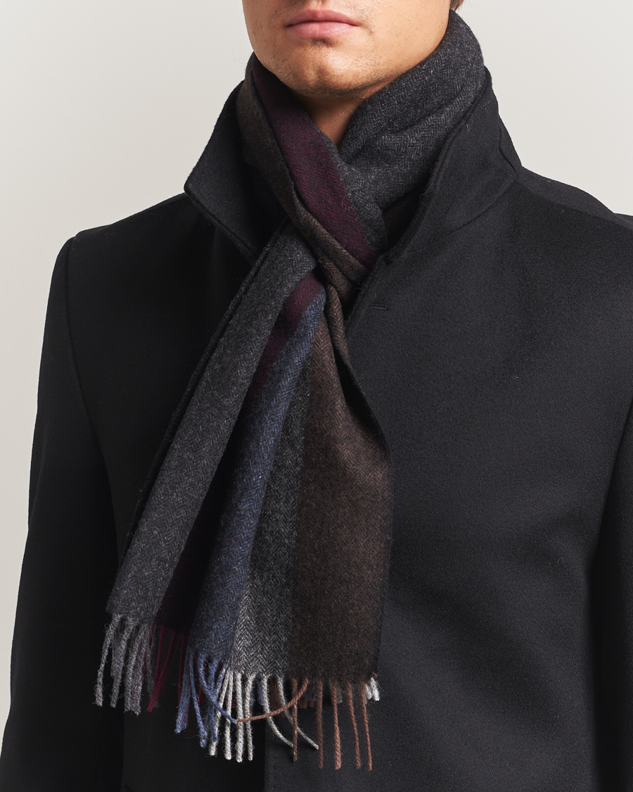 Hombres | Amanda Christensen Merino Wool Herringbone Striped Scarf Multi | Amanda Christensen | Merino Wool Herringbone Striped Scarf Multi