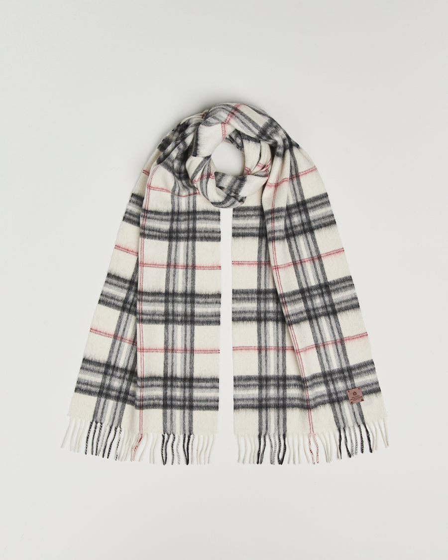 Hombres | Bufandas | Amanda Christensen | Wool Check Scarf Cream