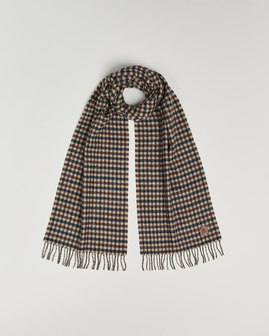 Hombres | Amanda Christensen Wool Check Scarf Green/Brown | Amanda Christensen | Wool Check Scarf Green/Brown