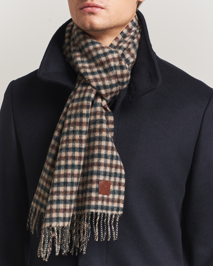 Hombres | Amanda Christensen Wool Check Scarf Green/Brown | Amanda Christensen | Wool Check Scarf Green/Brown