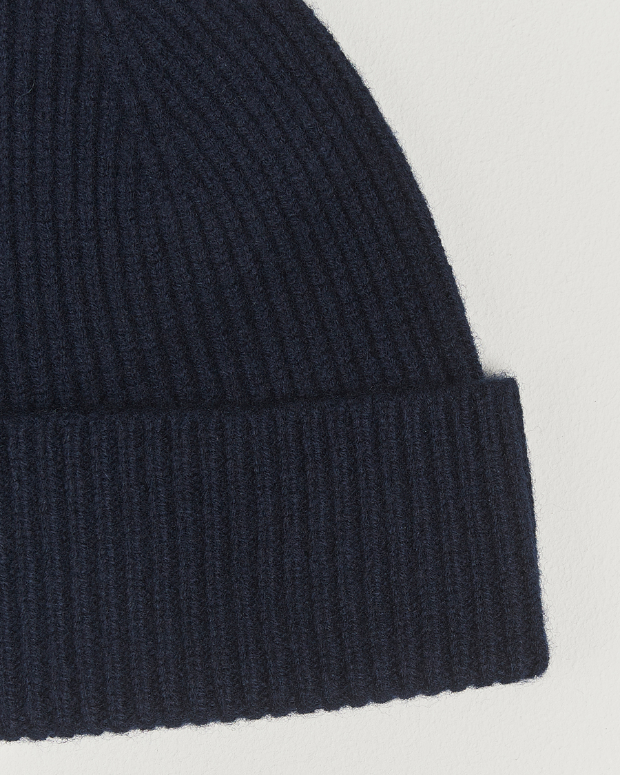 Hombres | Gorros | Amanda Christensen | Rib Knitted Merino Wool Cap Navy