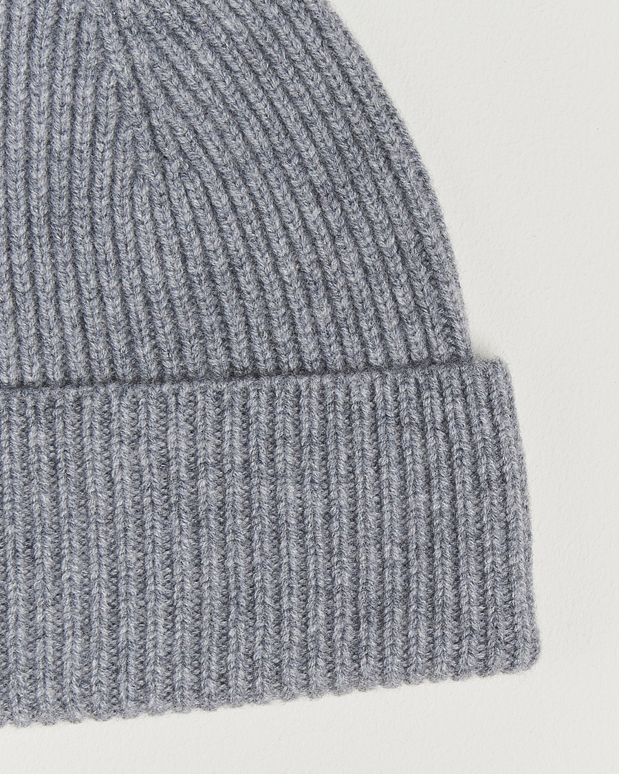 Hombres | Gorros | Amanda Christensen | Rib Knitted Merino Wool Cap Light Grey Melange
