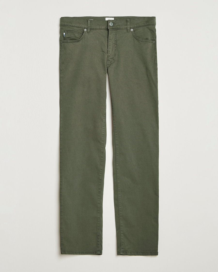Hombres | Pantalones | Brax | Cadiz Cotton Satin 5-Pocket Pants Olive