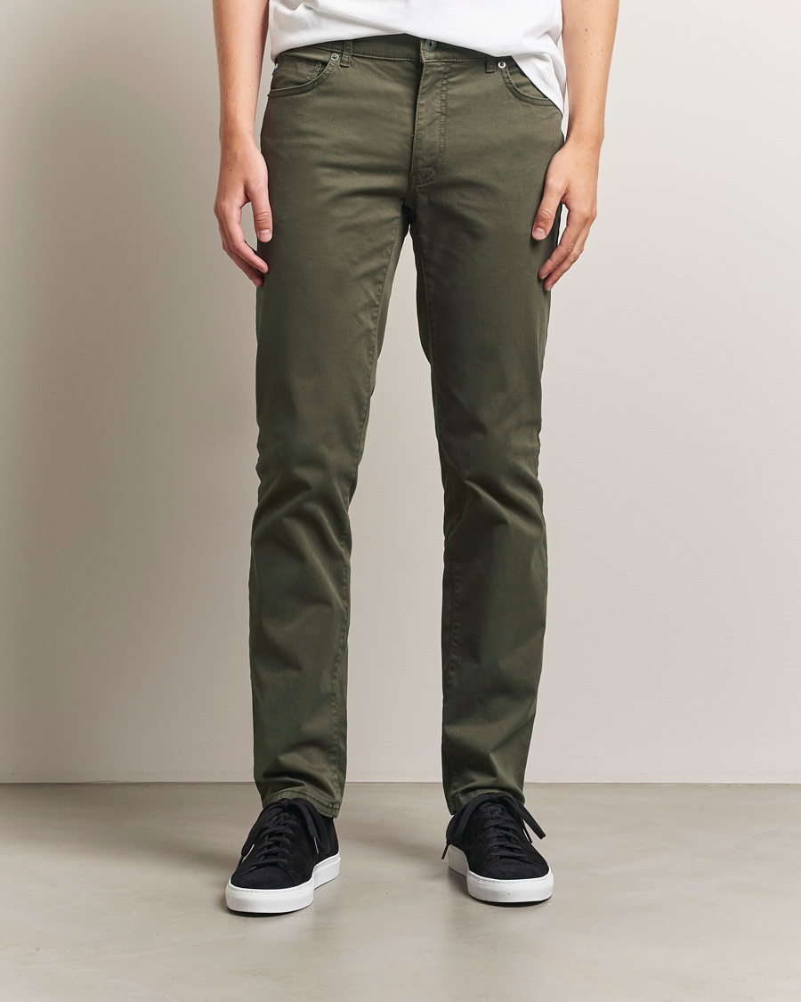 Hombres | Pantalones | Brax | Cadiz Cotton Satin 5-Pocket Pants Olive