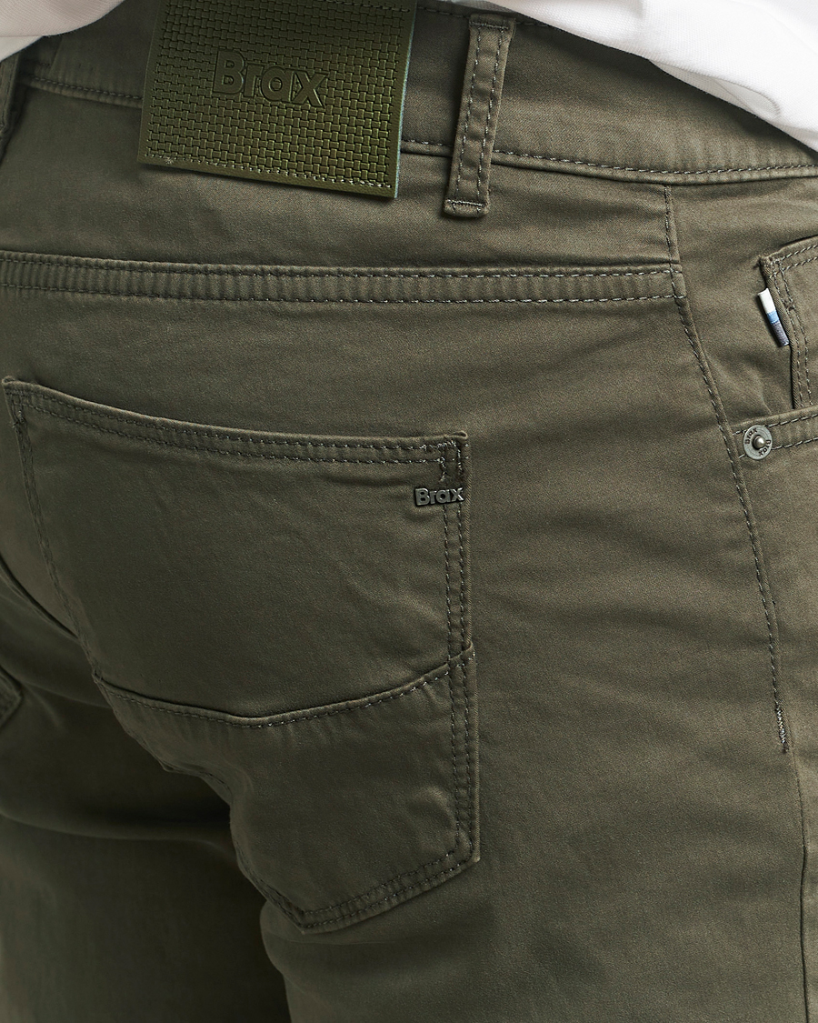 Hombres | Pantalones | Brax | Cadiz Cotton Satin 5-Pocket Pants Olive