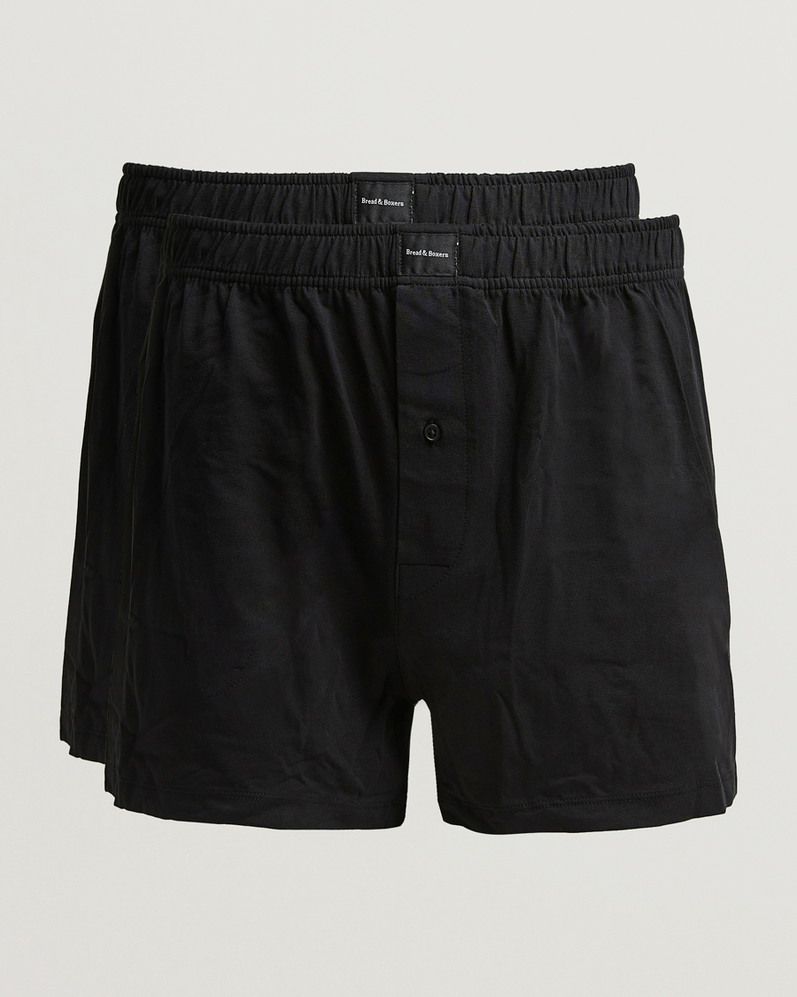 Hombres | Ropa interior y calcetines | Bread & Boxers | 2-Pack Jersey Boxer Shorts Black