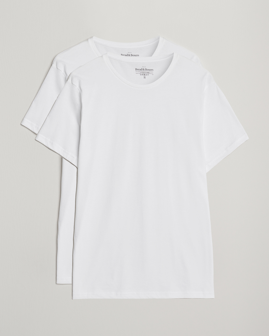 Hombres | Camisetas | Bread & Boxers | 2-Pack Lightweight Cotton T-Shirt White