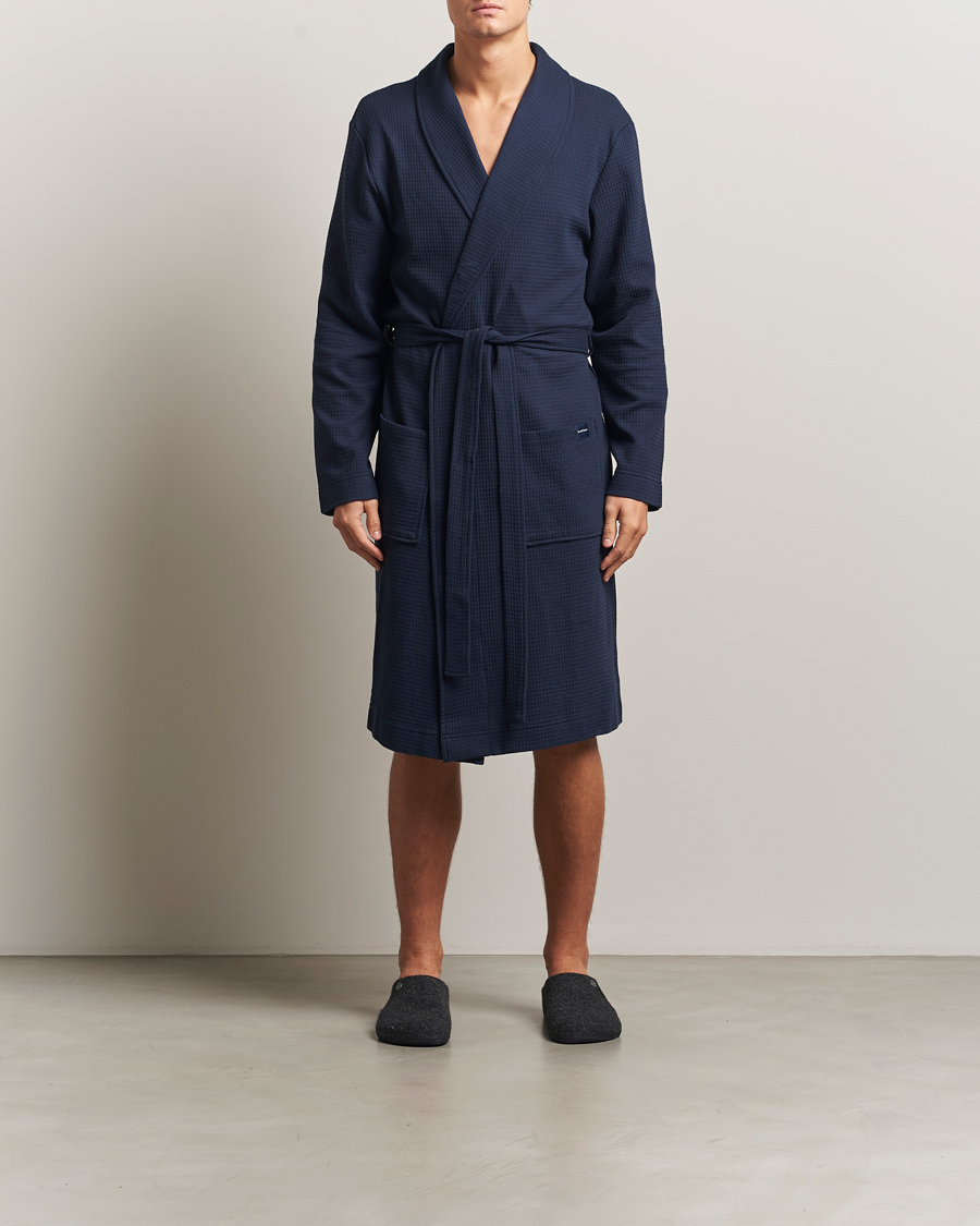 Hombres | Pijamas y batas | Bread & Boxers | Waffle Robe Navy Blue