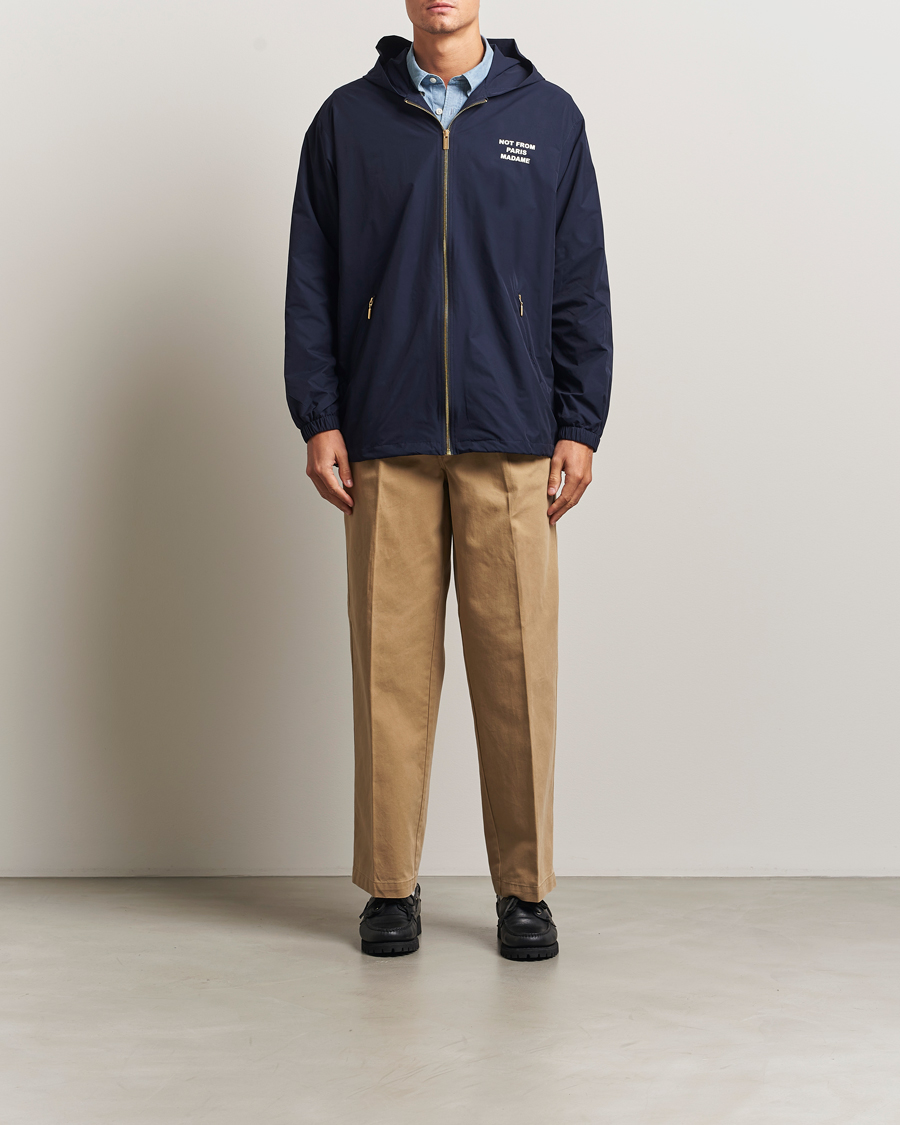 Hombres | Abrigos y chaquetas | Drôle de Monsieur | La Veste Capuche Slogan Jacket Navy