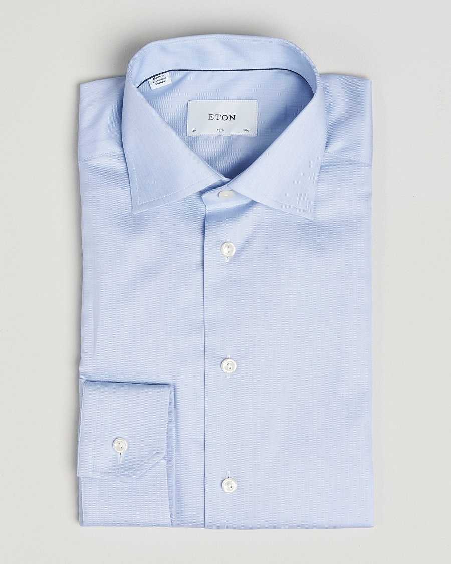 Hombres | Camisas | Eton | Slim Fit Signature Twill Paspoal Shirt Light Blue