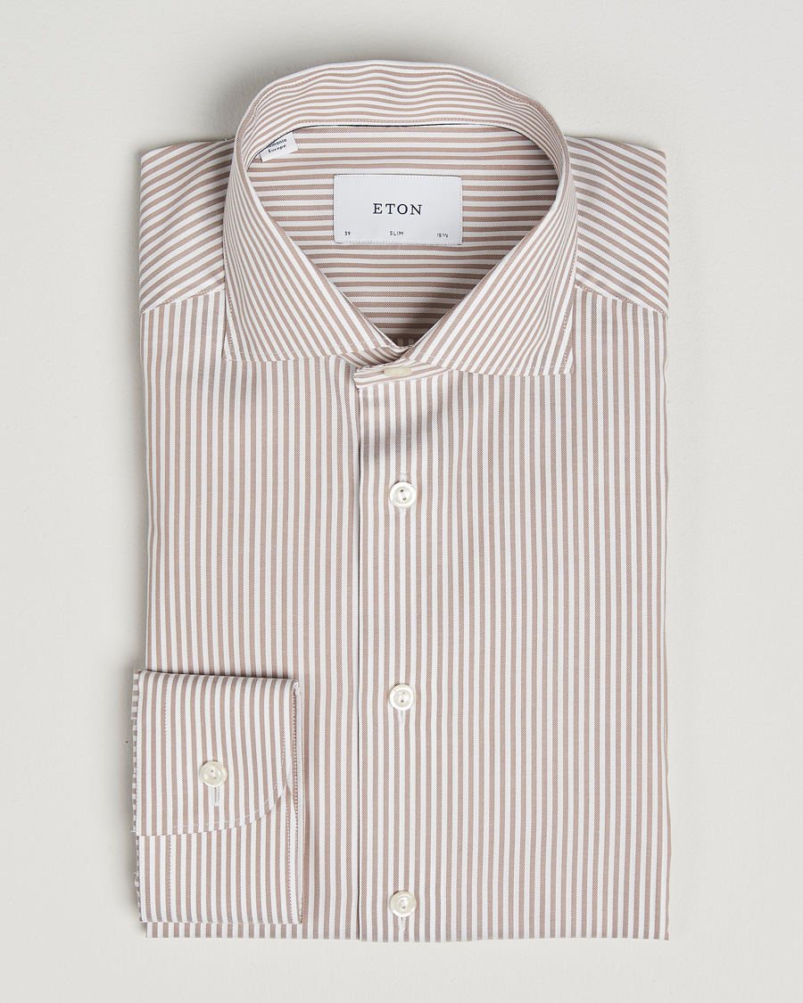 Hombres | Camisas | Eton | Slim Fit Bengal Striped Oxford Shirt Beige