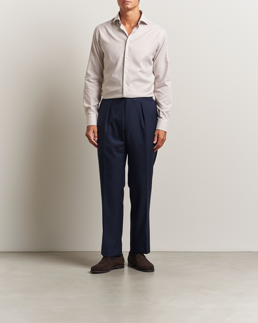 Hombres | Camisas | Eton | Slim Fit Bengal Striped Oxford Shirt Beige