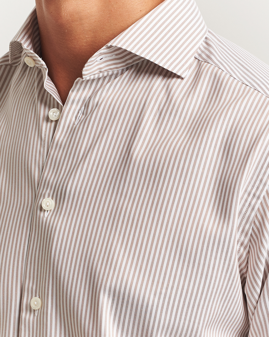 Hombres | Camisas | Eton | Slim Fit Bengal Striped Oxford Shirt Beige