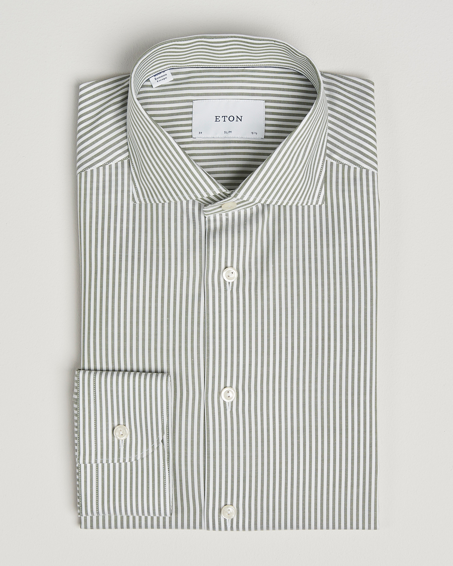Hombres | Camisas | Eton | Slim Fit Bengal Striped Oxford Shirt Green