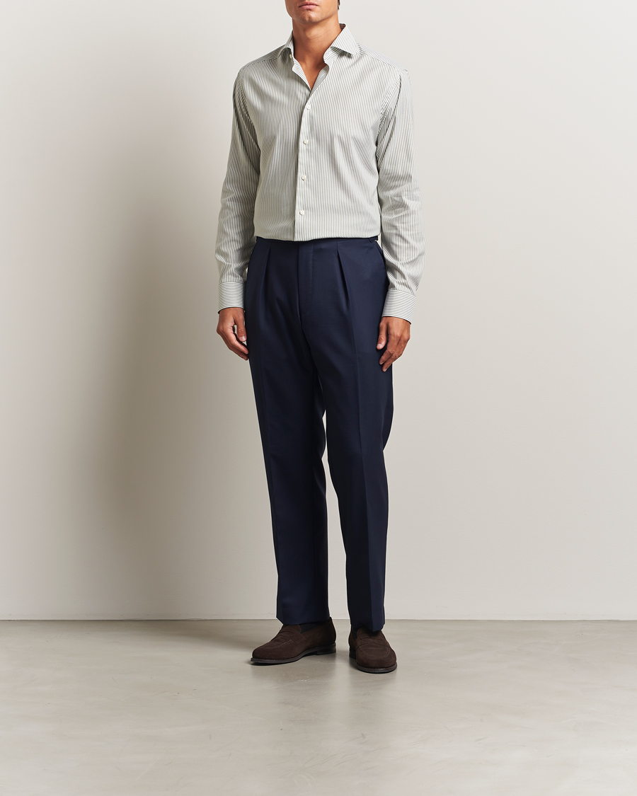 Hombres | Camisas | Eton | Slim Fit Bengal Striped Oxford Shirt Green