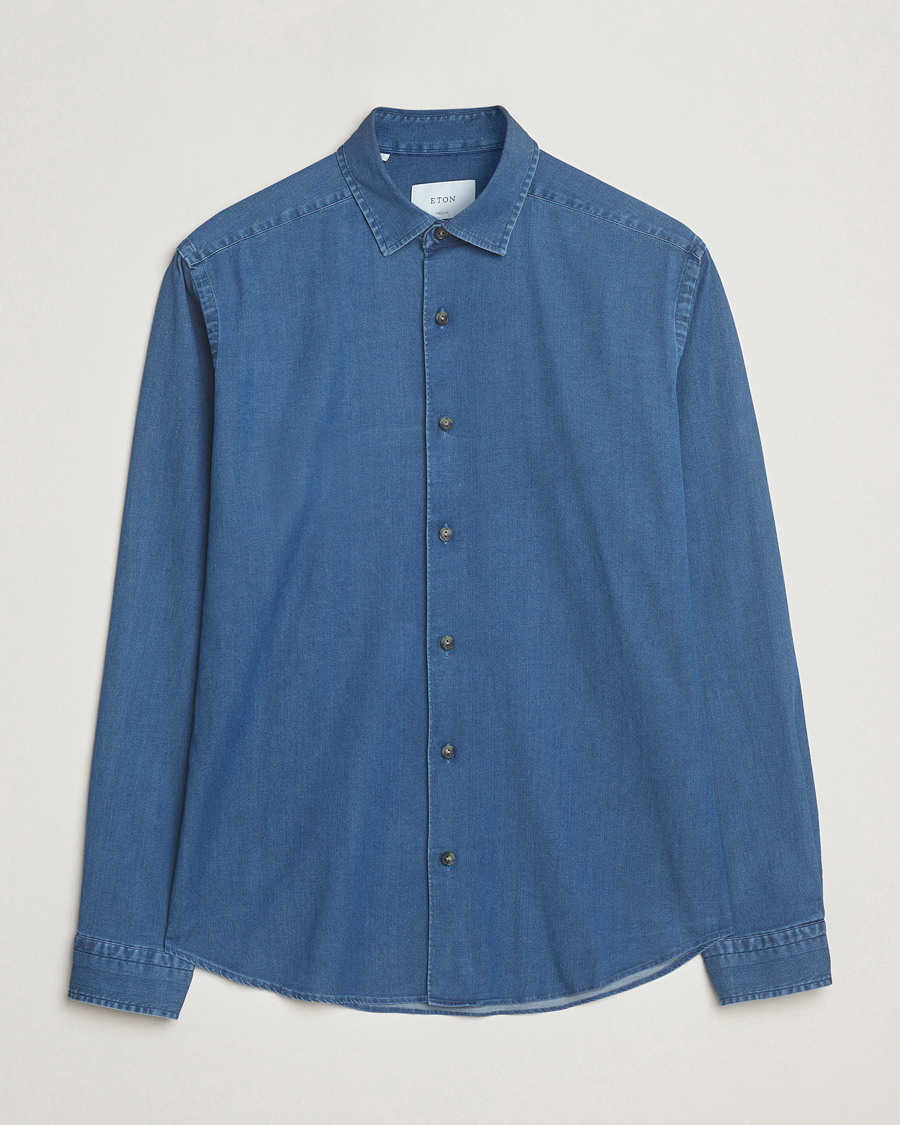 Hombres | Camisas | Eton | Casual Fit Denim Shirt Dark Wash