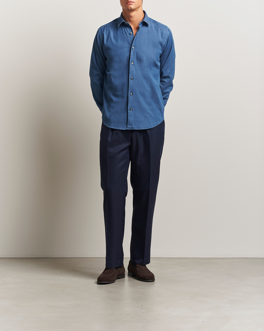 Hombres | Camisas | Eton | Casual Fit Denim Shirt Dark Wash