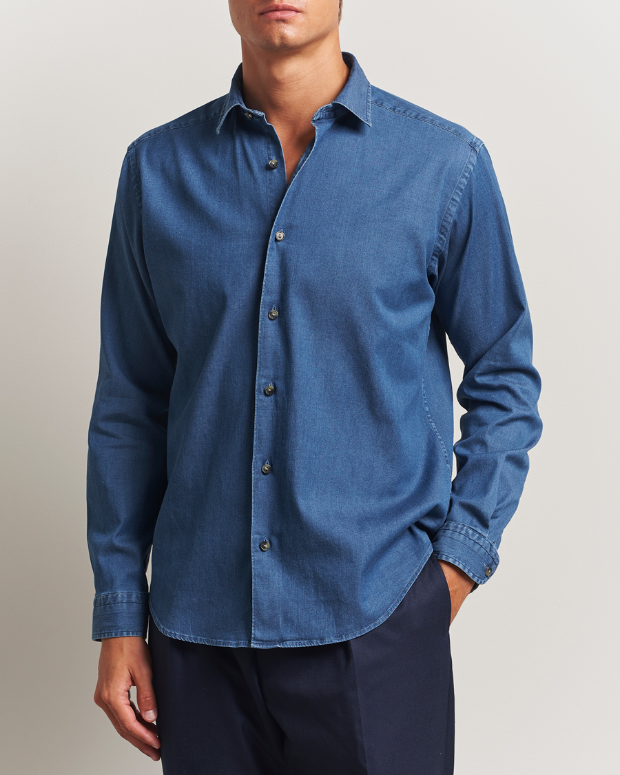 Hombres | Camisas | Eton | Casual Fit Denim Shirt Dark Wash