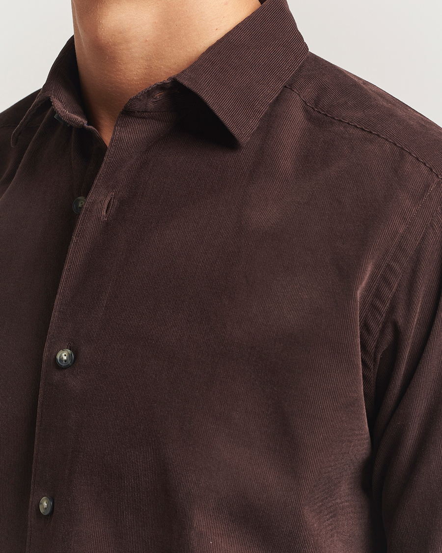 Hombres | Camisas | Eton | Casual Fit Corduroy Shirt Dark Brown