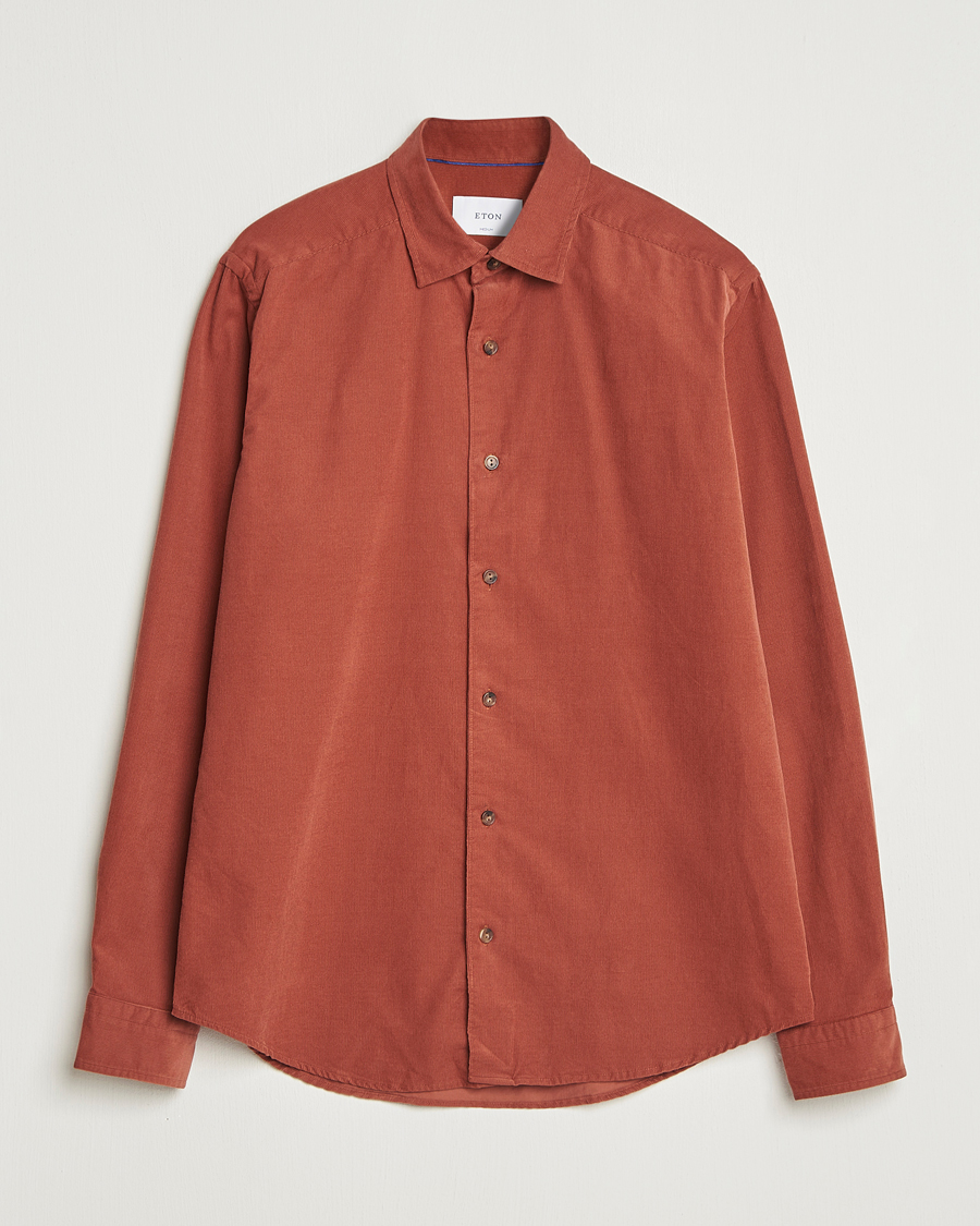 Hombres | Camisas | Eton | Casual Fit Corduroy Shirt Rust Red