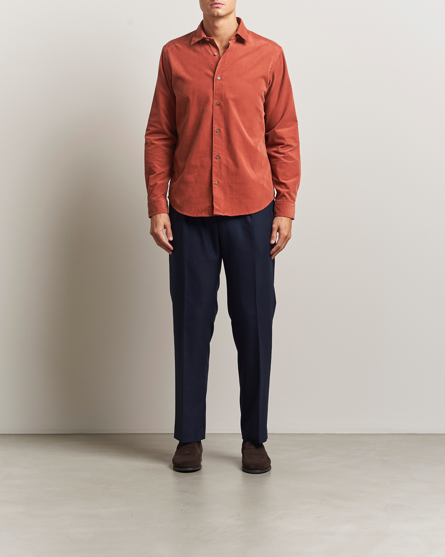 Hombres | Camisas | Eton | Casual Fit Corduroy Shirt Rust Red