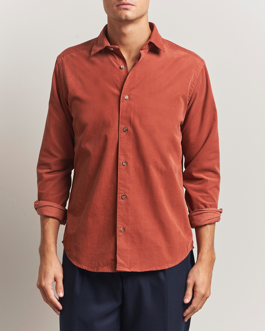 Hombres | Camisas | Eton | Casual Fit Corduroy Shirt Rust Red