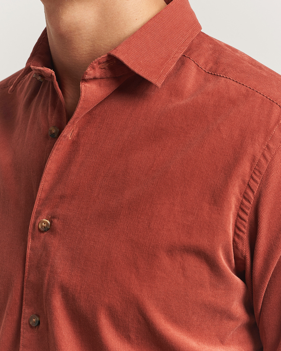 Hombres | Camisas | Eton | Casual Fit Corduroy Shirt Rust Red