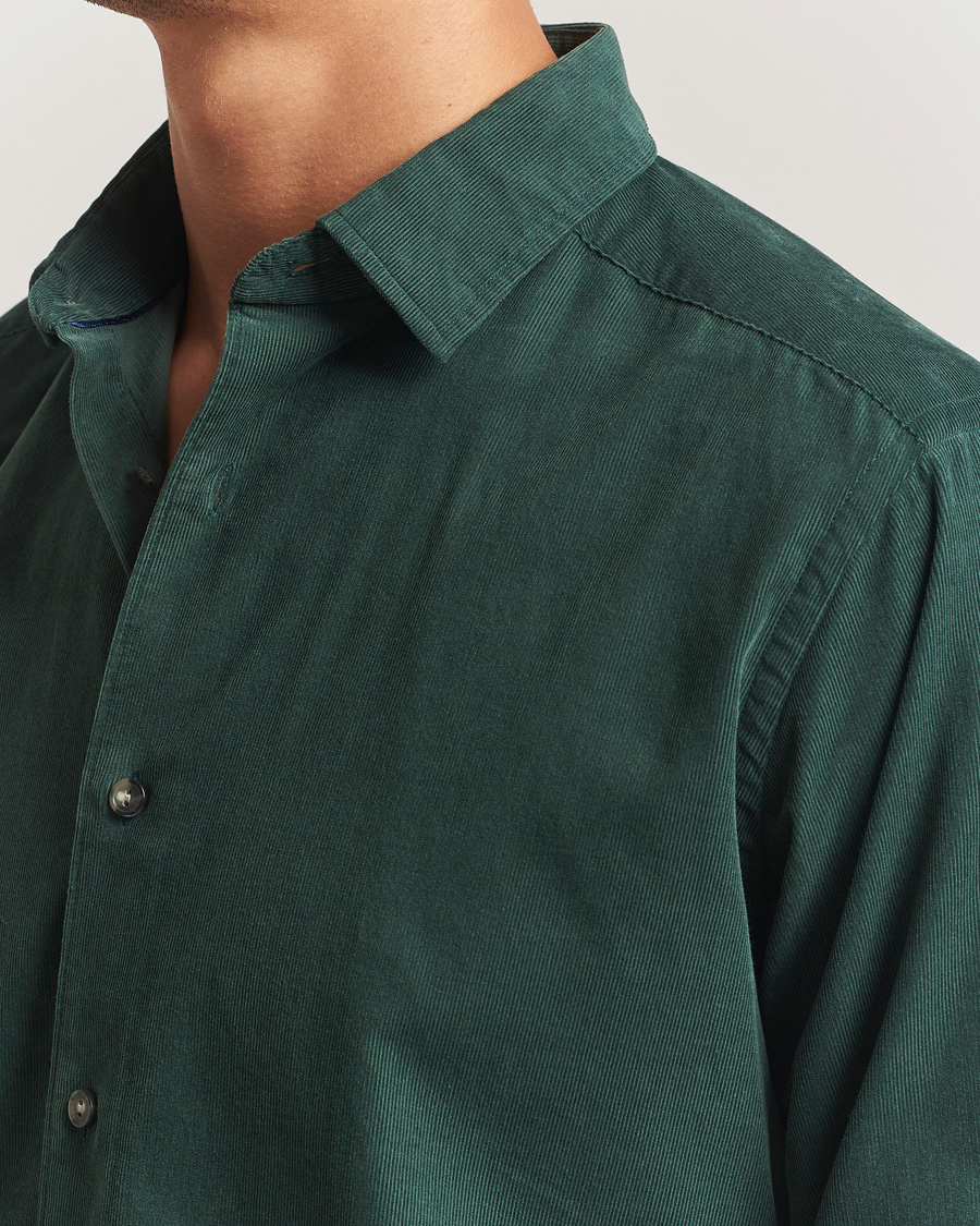 Hombres | Camisas | Eton | Casual Fit Corduroy Shirt Dark Green