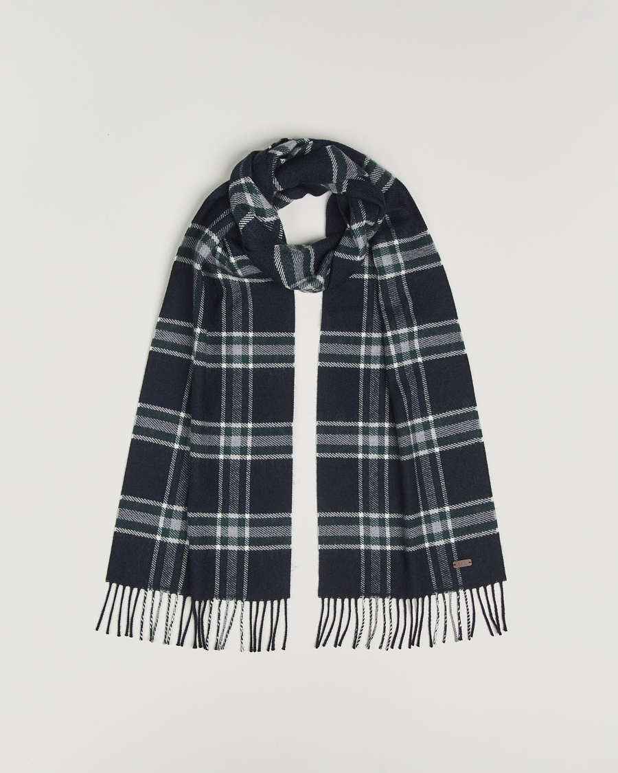 Hombres | Bufandas | Eton | Merino Wool Checked Scarf Navy
