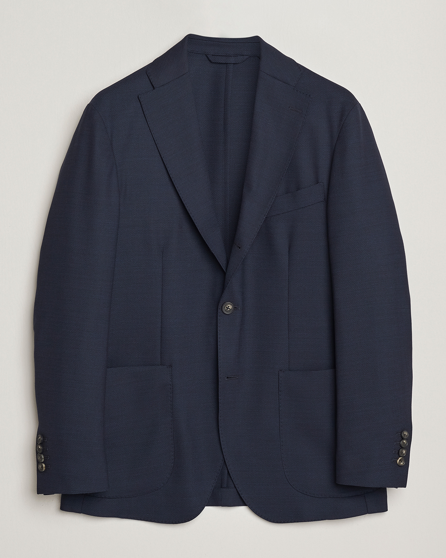 Hombres | Blazers | Eton | Wool Lana Tech Soft Blazer Navy Blue