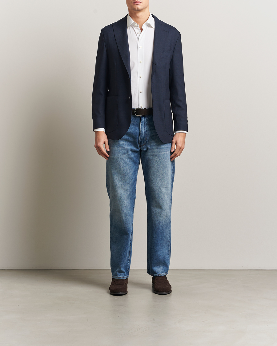 Hombres | Blazers | Eton | Wool Lana Tech Soft Blazer Navy Blue