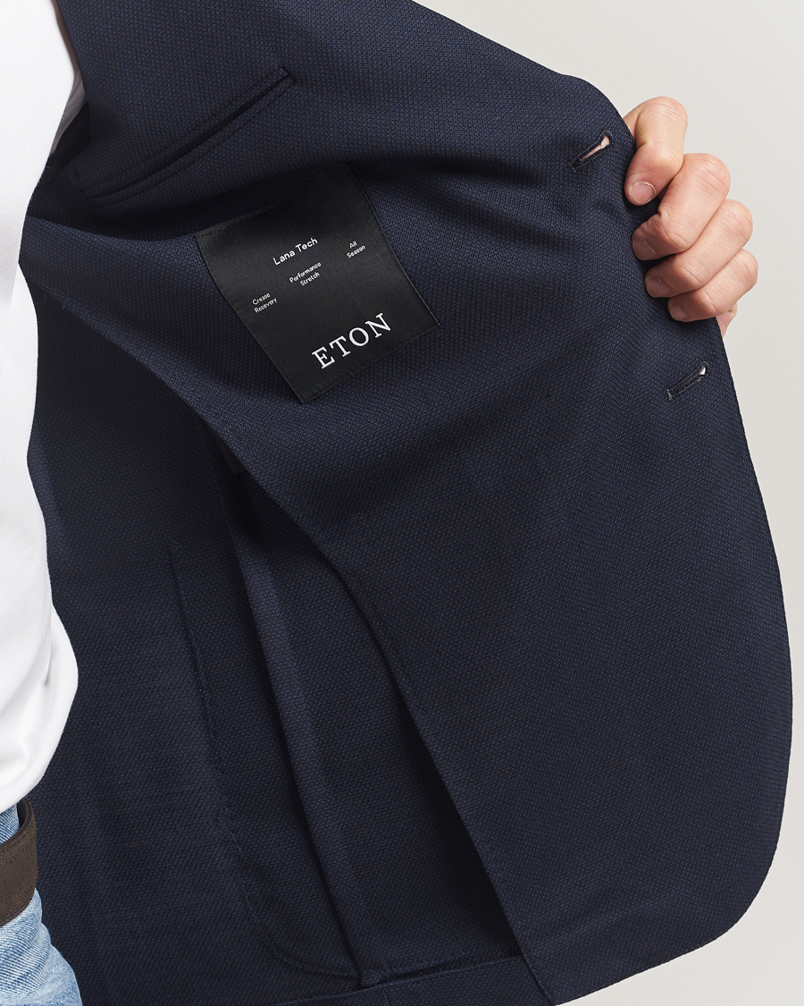 Hombres | Blazers | Eton | Wool Lana Tech Soft Blazer Navy Blue