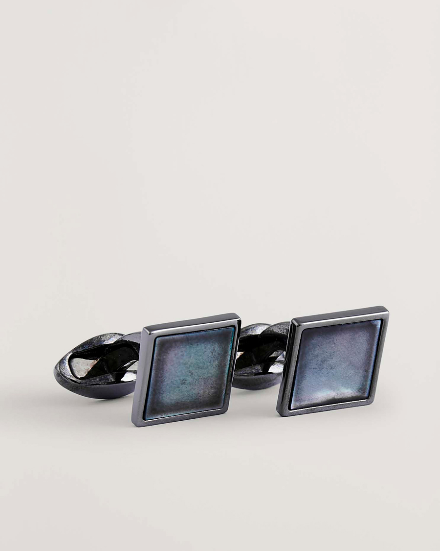 Hombres | Gemelos | Eton | Mother of Pearl Cufflink Dark Grey