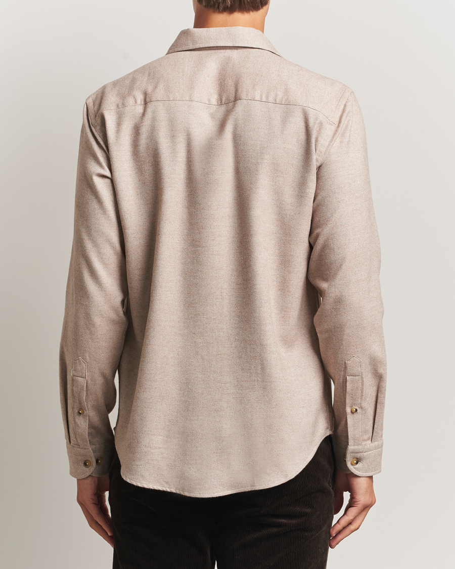 Hombres | Camisas | Eton | Casual Fit One Piece Collar Flannel Shirt Beige